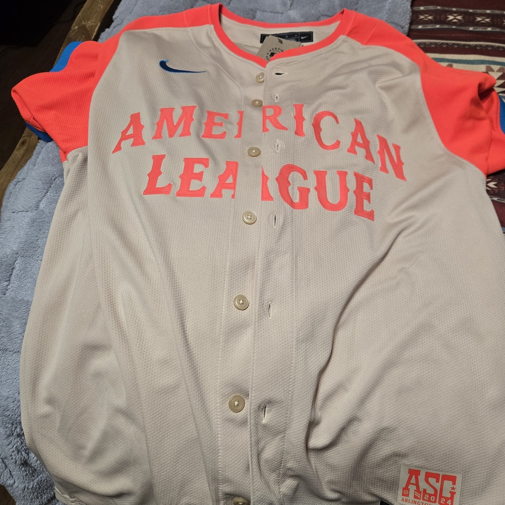 Nike Beige and Orange American League Jersey
